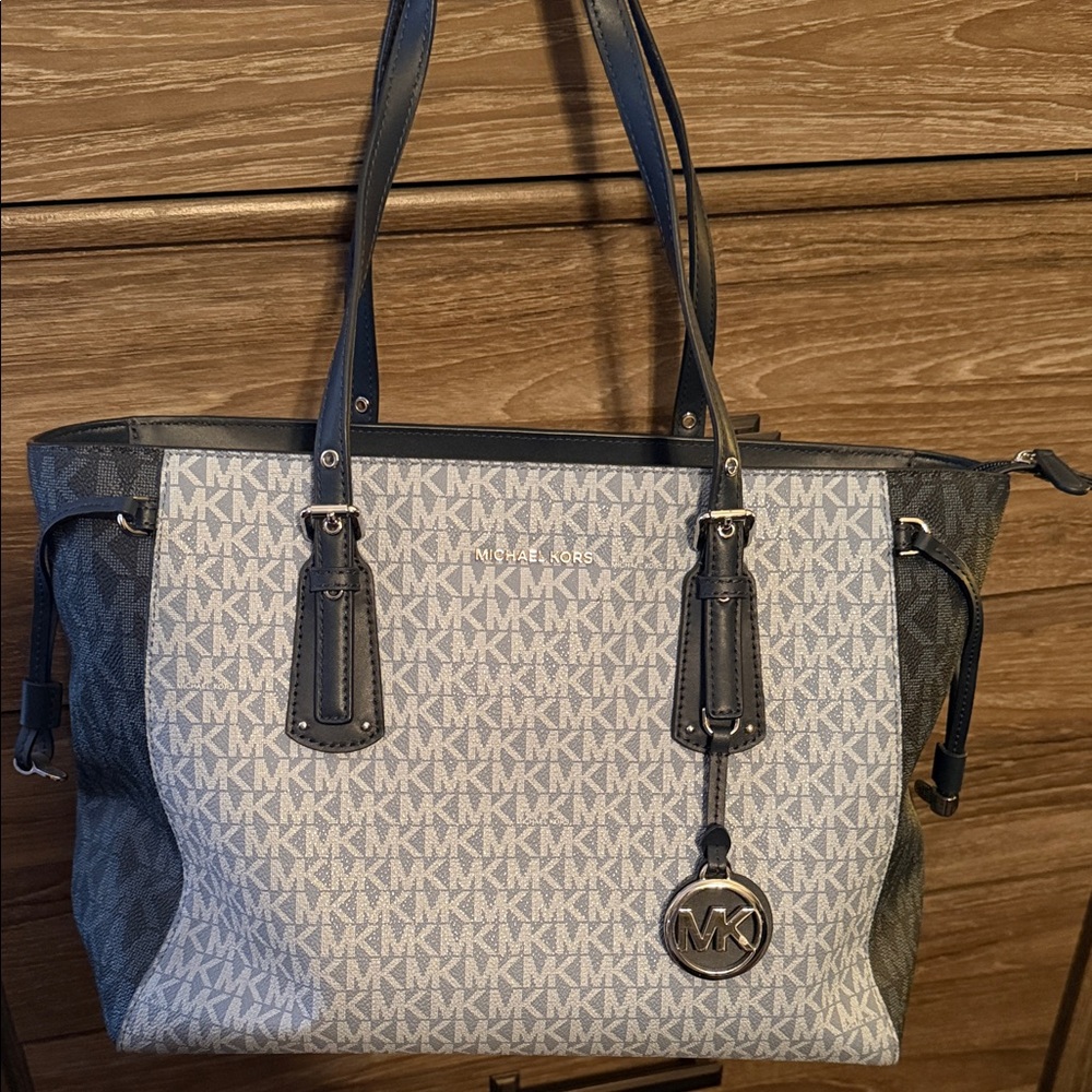 Michael Kors Monogrammed Black and Cream Tote